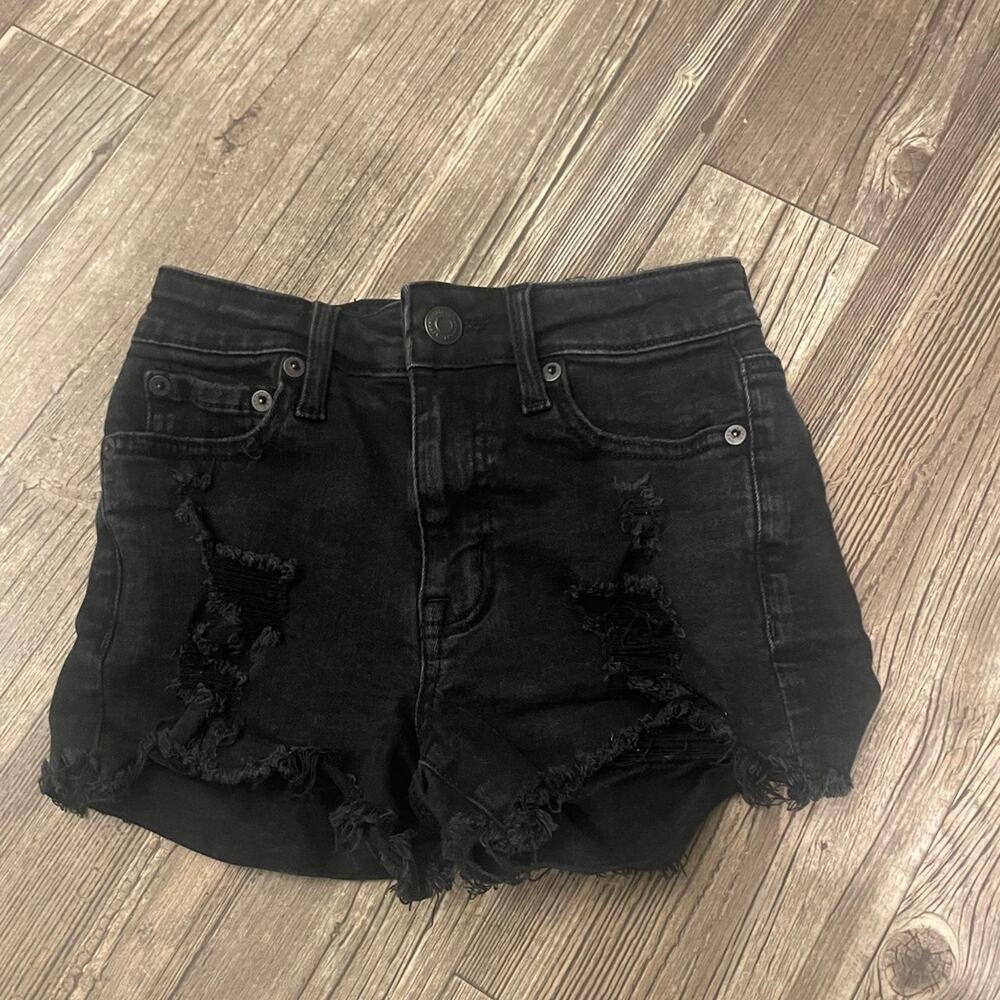 Black high waisted aeropostale distressed denim shorts